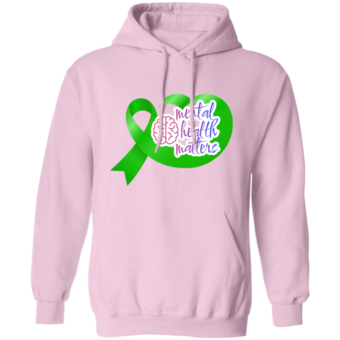 MENTAL HEALTH MATTERS GREEN RIBBON Pullover Hoodie