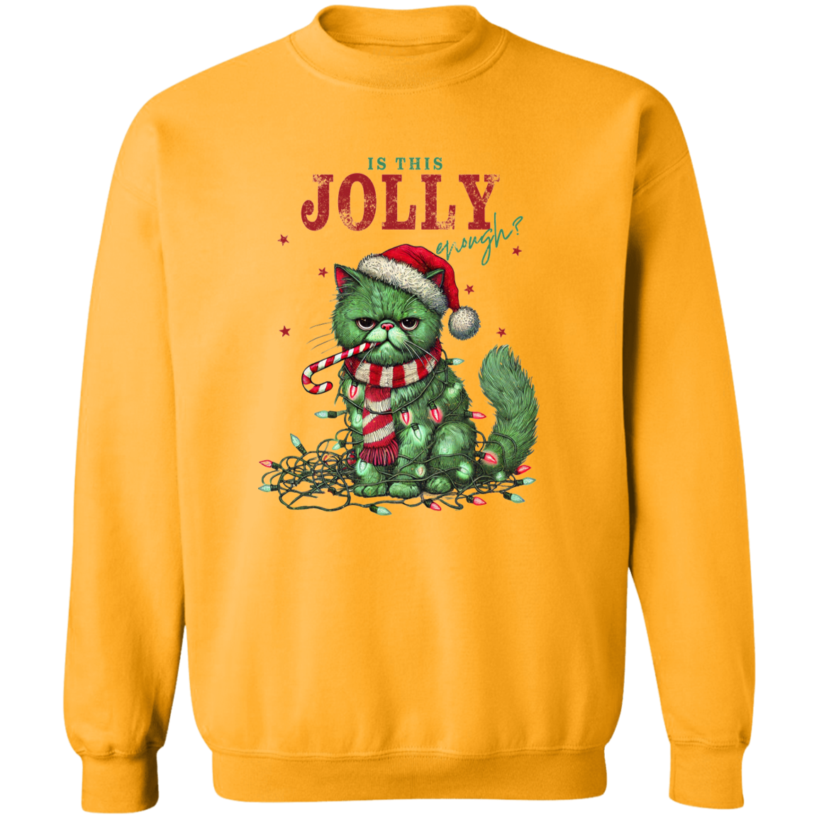 "IS THIS JOLLY ENOUGH" CHRISTMAS HOLIDAY GRUMPY CAT Crewneck Pullover Sweatshirt