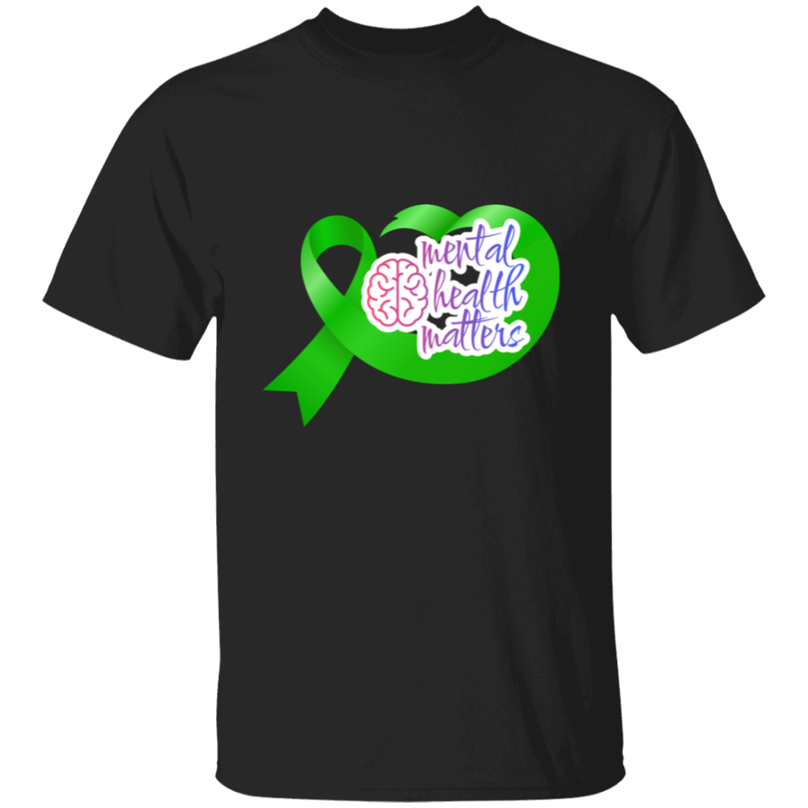 MENTAL HEALTH MATTERS GREEN RIBBON  5.3 oz. T-Shirt