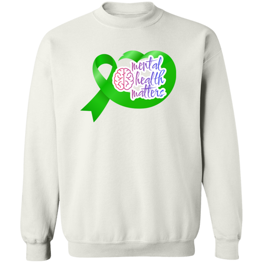 MENTAL HEALTH MATTERS GREEN RIBBON Crewneck Pullover Sweatshirt