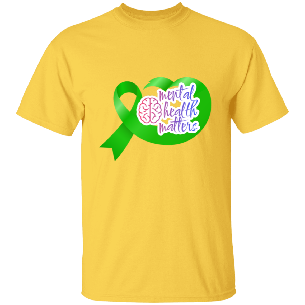 MENTAL HEALTH MATTERS GREEN RIBBON  5.3 oz. T-Shirt