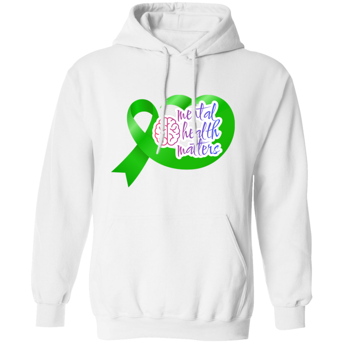 MENTAL HEALTH MATTERS GREEN RIBBON Pullover Hoodie