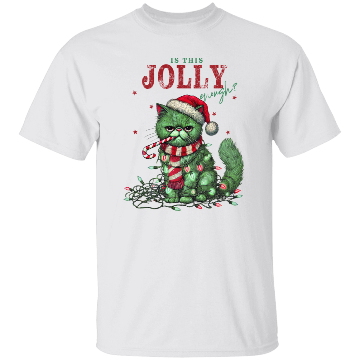 "IS THIS JOLLY ENOUGH" CHRISTMAS HOLIDAY GRUMPY CAT T-Shirt