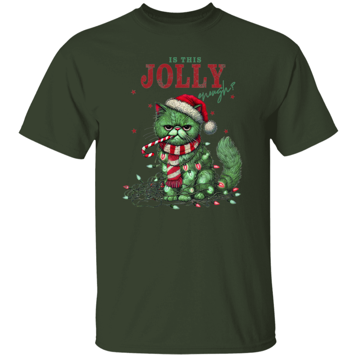 "IS THIS JOLLY ENOUGH" CHRISTMAS HOLIDAY GRUMPY CAT T-Shirt