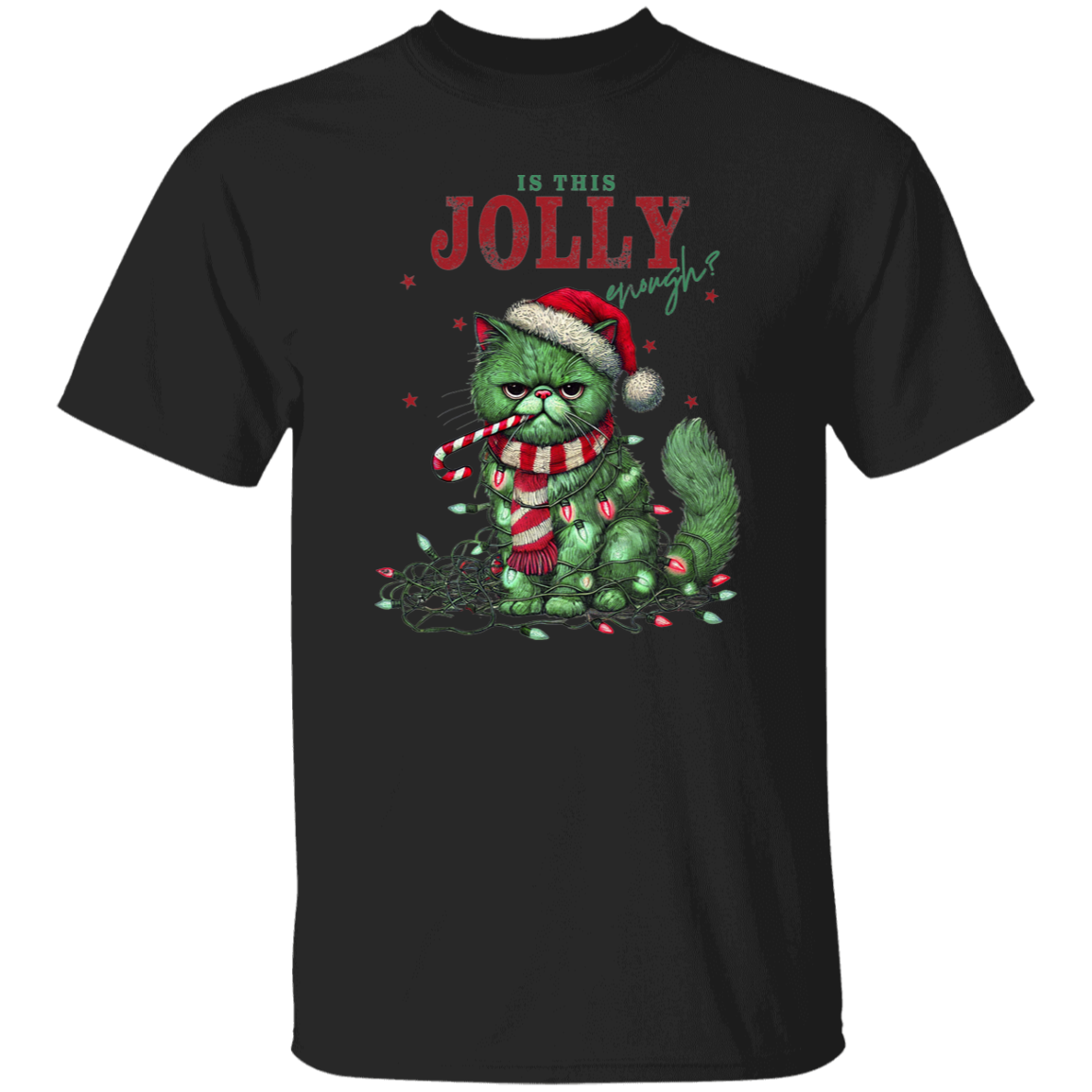 "IS THIS JOLLY ENOUGH" CHRISTMAS HOLIDAY GRUMPY CAT T-Shirt