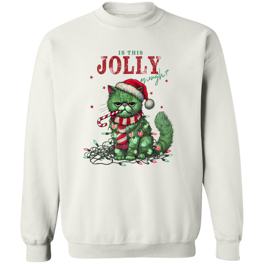 "IS THIS JOLLY ENOUGH" CHRISTMAS HOLIDAY GRUMPY CAT Crewneck Pullover Sweatshirt