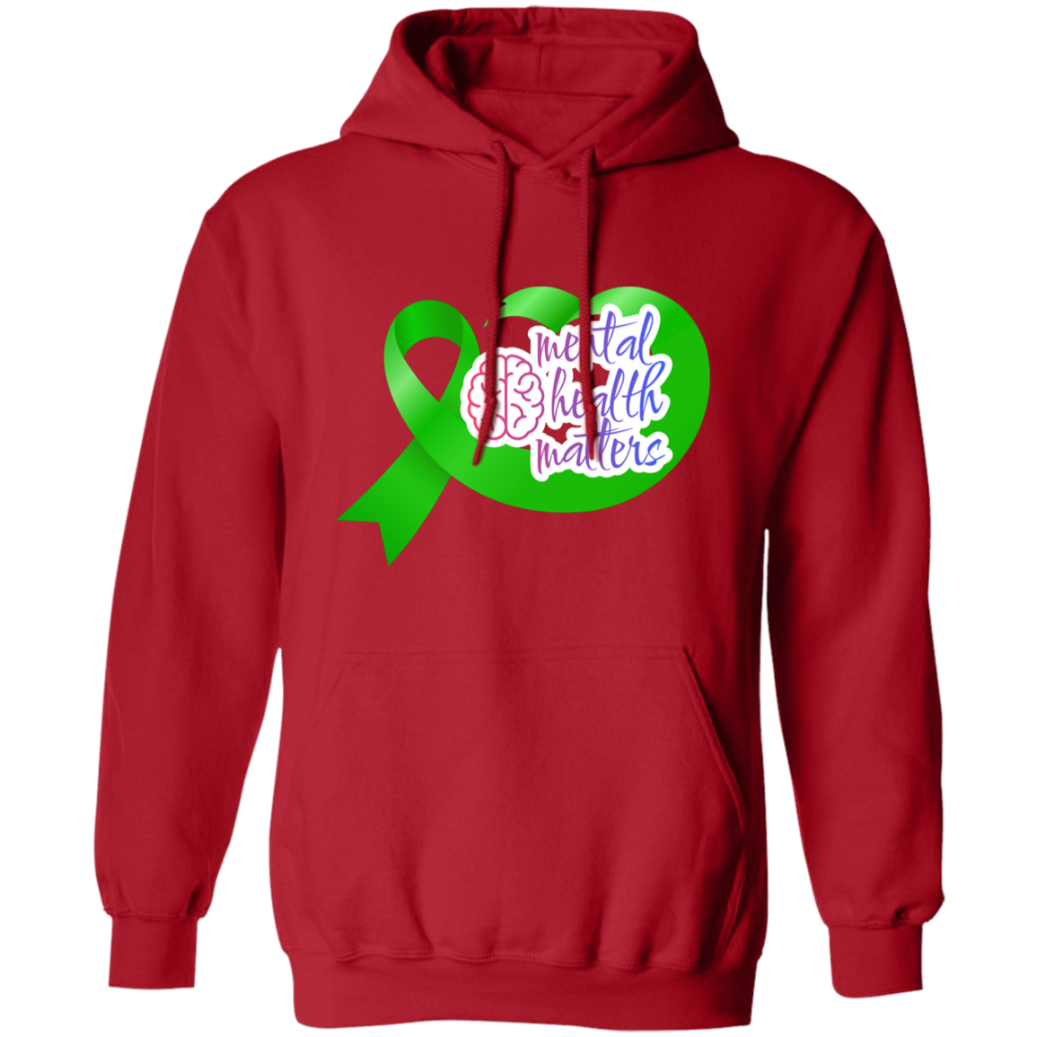 MENTAL HEALTH MATTERS GREEN RIBBON Pullover Hoodie