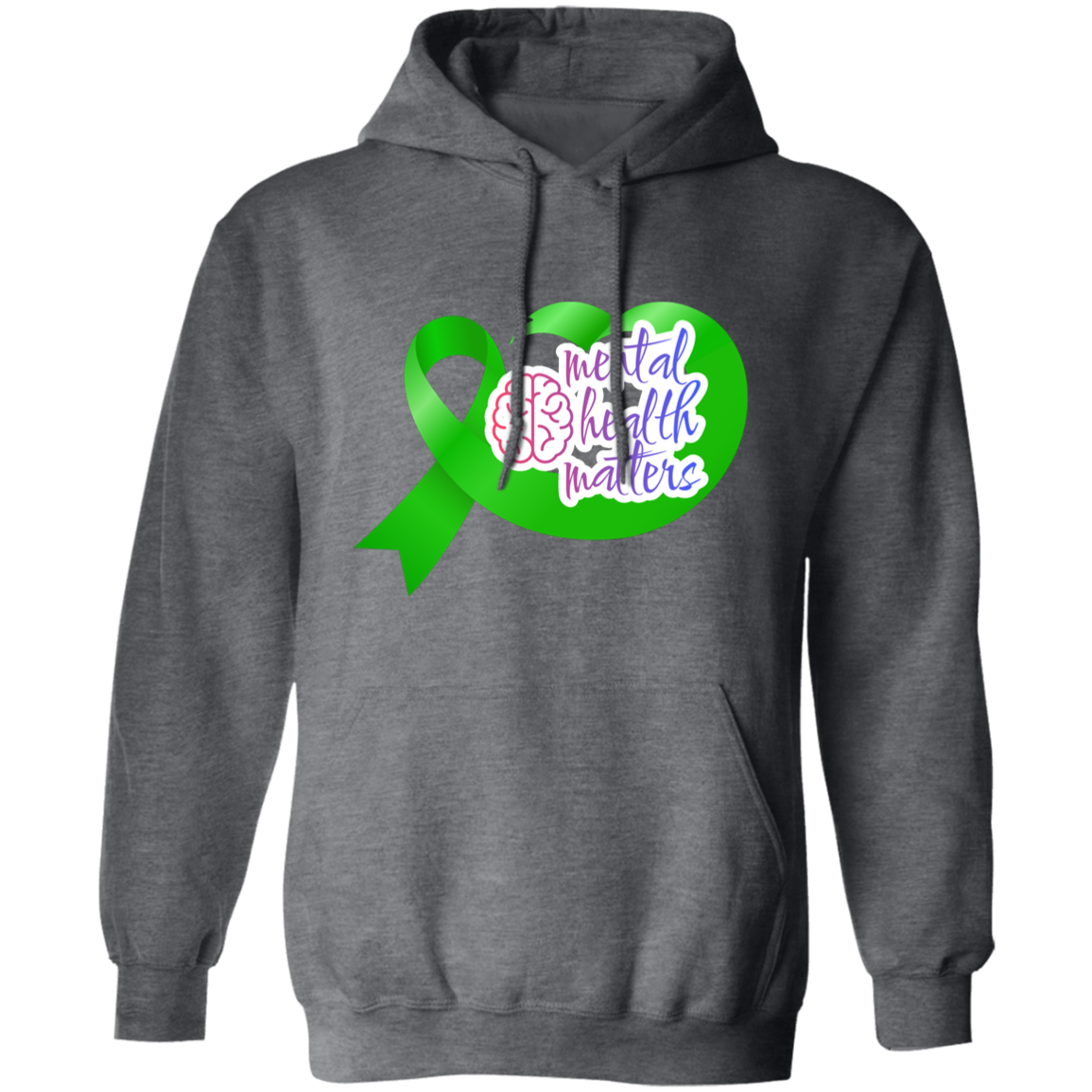 MENTAL HEALTH MATTERS GREEN RIBBON Pullover Hoodie