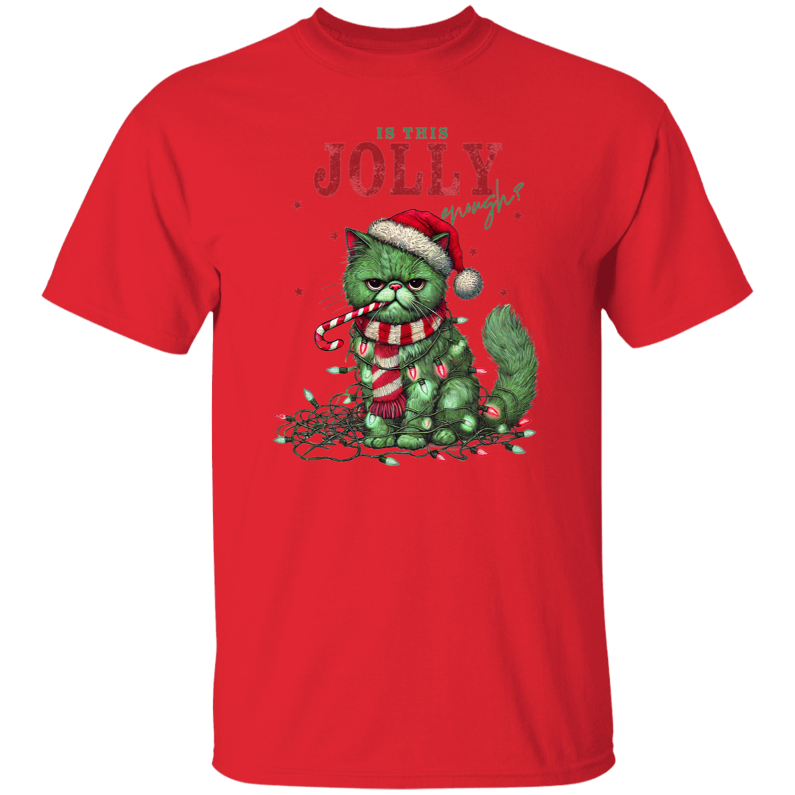 "IS THIS JOLLY ENOUGH" CHRISTMAS HOLIDAY GRUMPY CAT T-Shirt