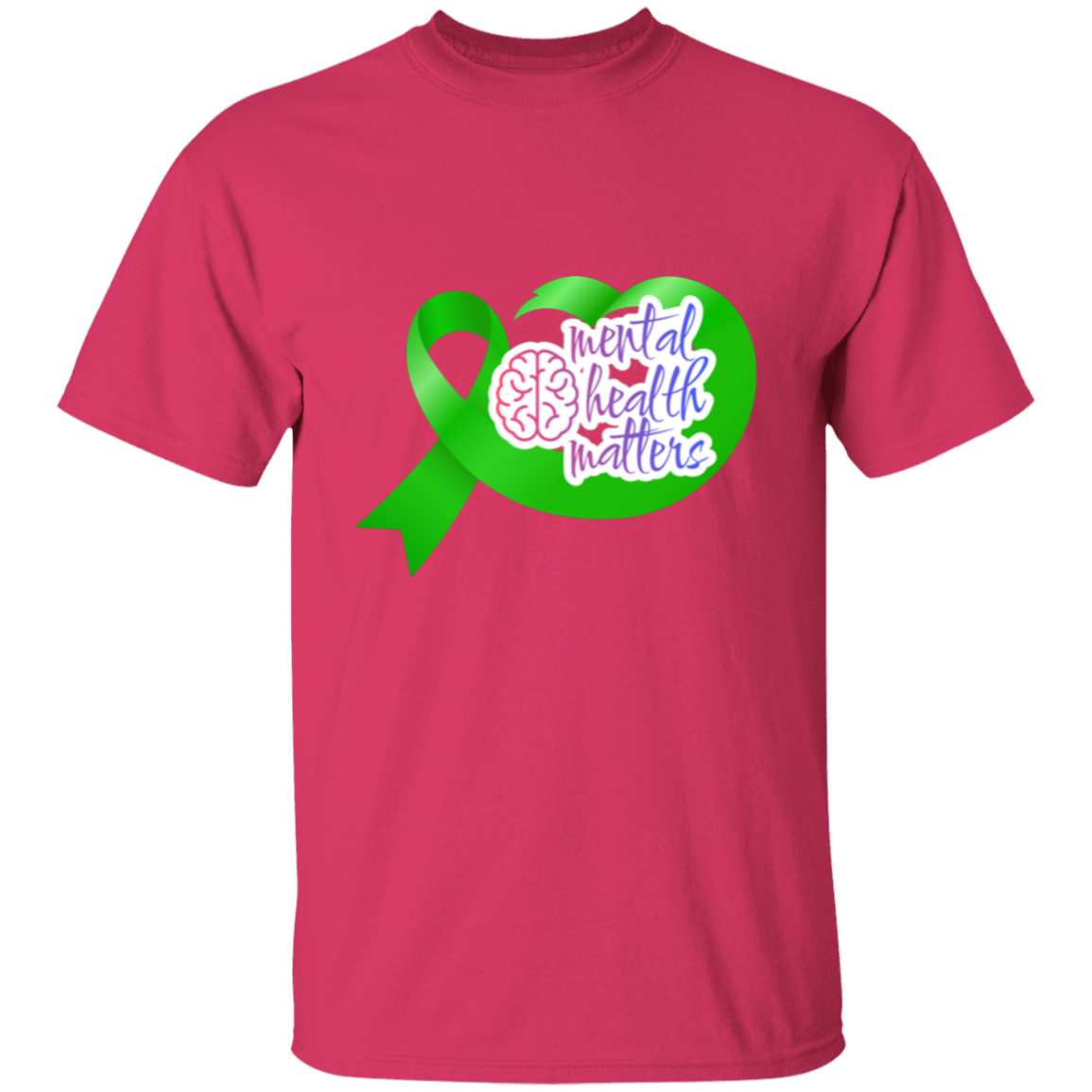 MENTAL HEALTH MATTERS GREEN RIBBON  5.3 oz. T-Shirt