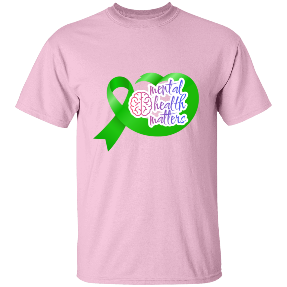 MENTAL HEALTH MATTERS GREEN RIBBON  5.3 oz. T-Shirt