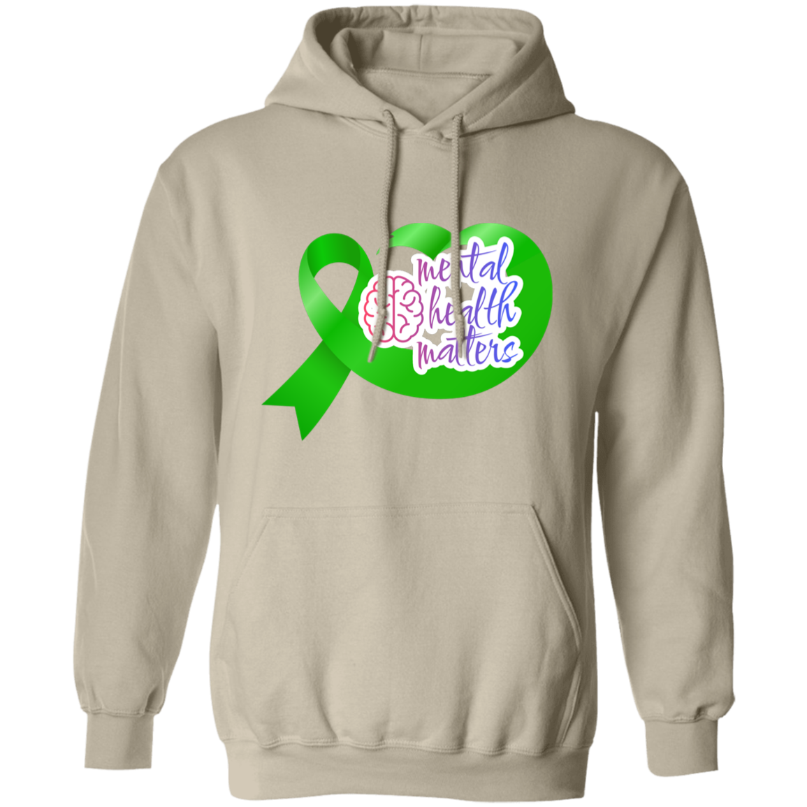 MENTAL HEALTH MATTERS GREEN RIBBON Pullover Hoodie