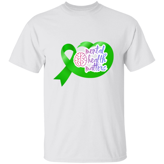 MENTAL HEALTH MATTERS GREEN RIBBON  5.3 oz. T-Shirt