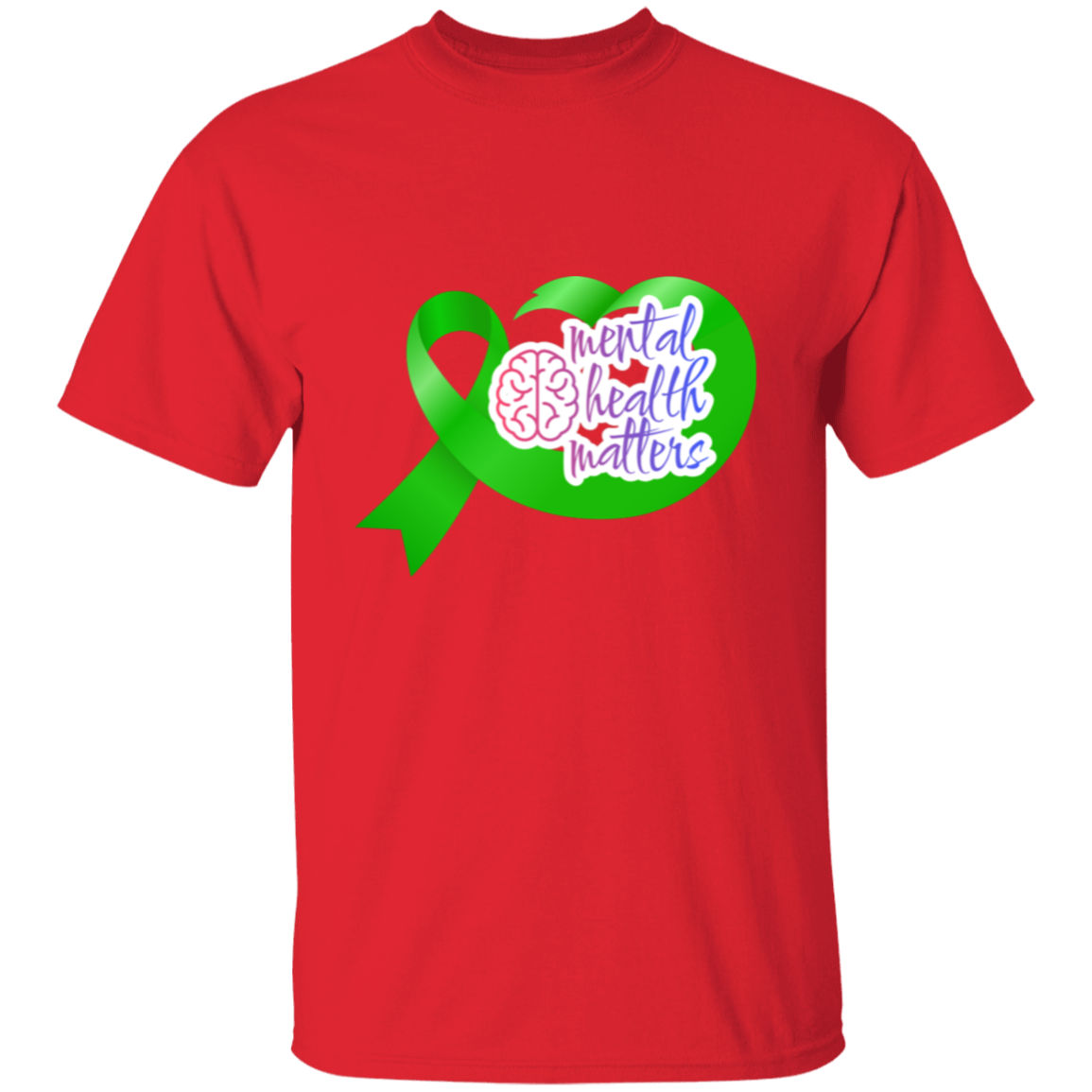 MENTAL HEALTH MATTERS GREEN RIBBON  5.3 oz. T-Shirt