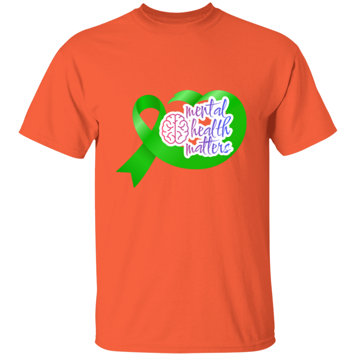 MENTAL HEALTH MATTERS GREEN RIBBON  5.3 oz. T-Shirt