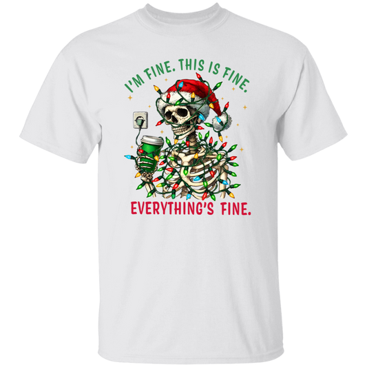 "I'M FINE. THIS IS FINE. EVERYTHING'S FINE" CHRISTMAS HOLIDAY SKELETON WITH COFFEE T-Shirt