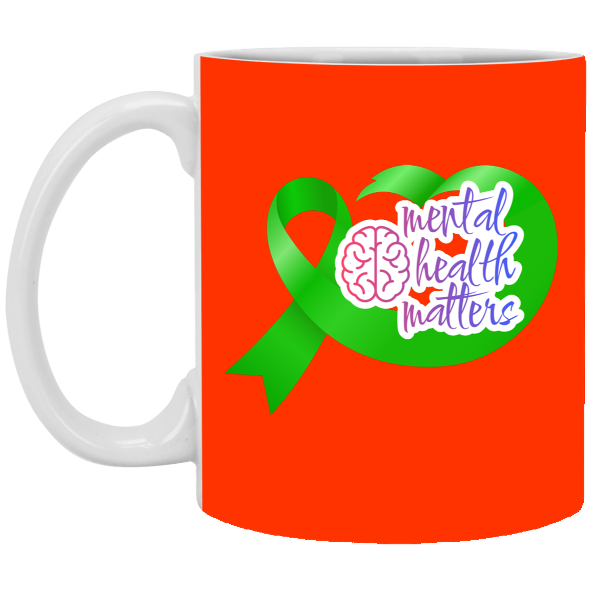 MENTAL HEALTH MATTERS GREEN RIBBON 11oz White Mug