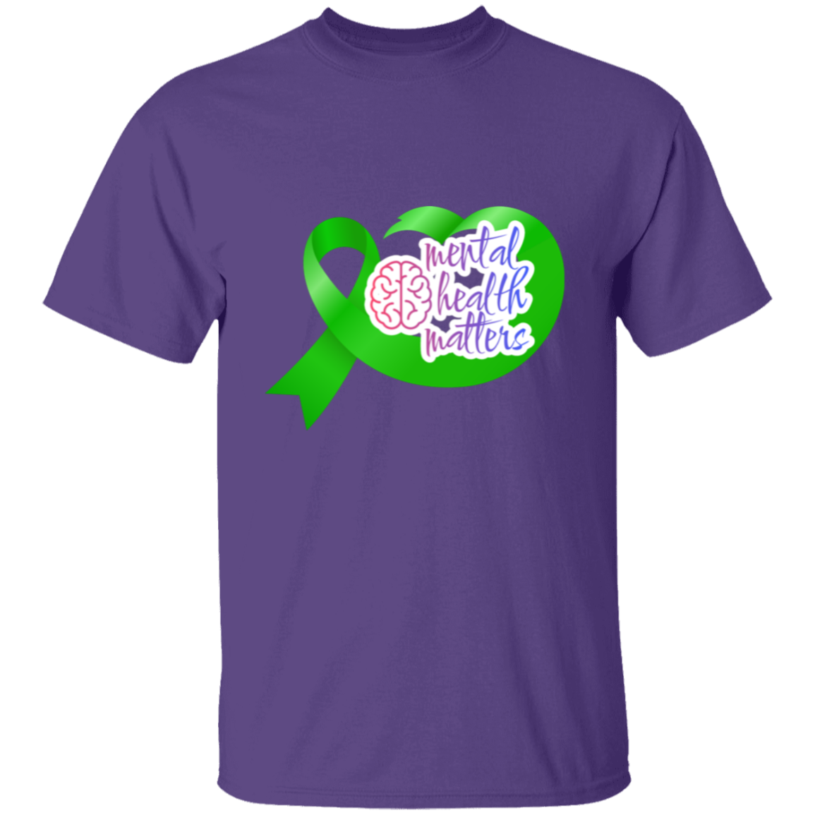 MENTAL HEALTH MATTERS GREEN RIBBON  5.3 oz. T-Shirt