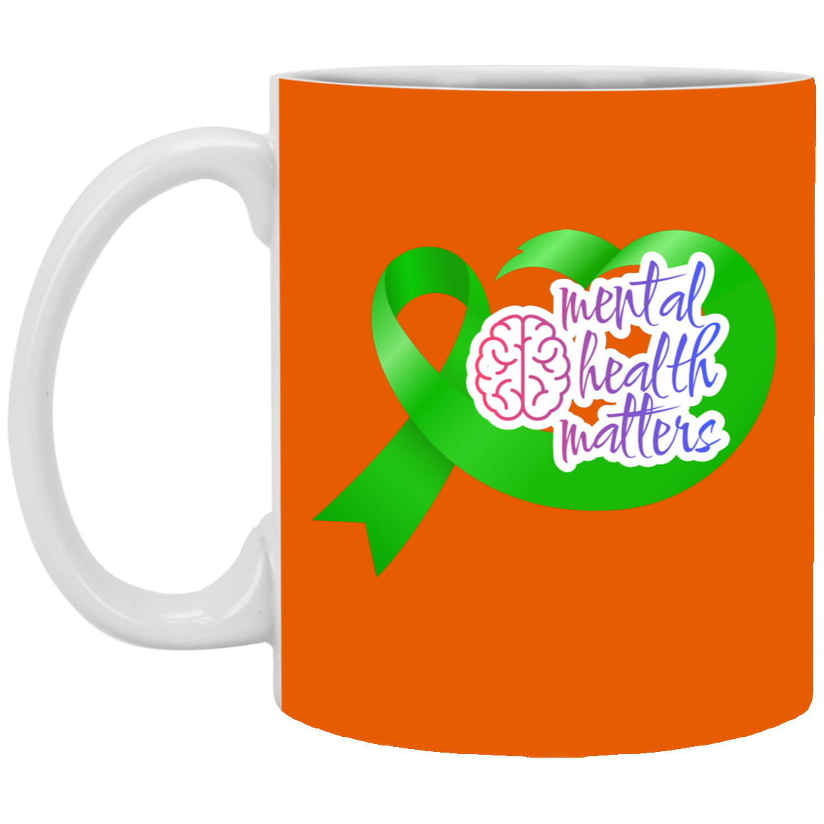 MENTAL HEALTH MATTERS GREEN RIBBON 11oz White Mug