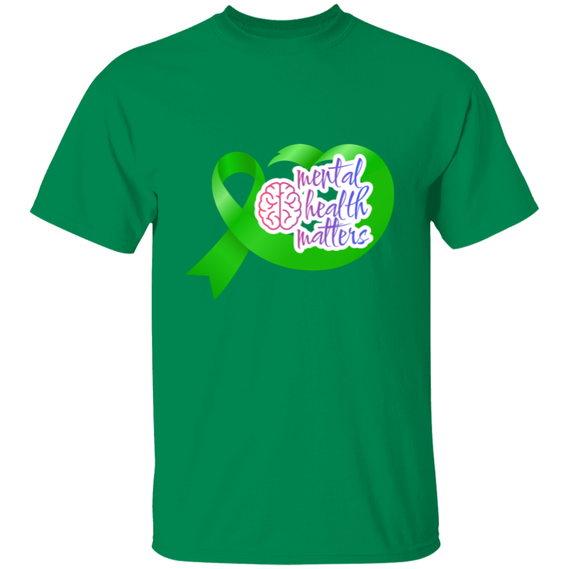 MENTAL HEALTH MATTERS GREEN RIBBON  5.3 oz. T-Shirt